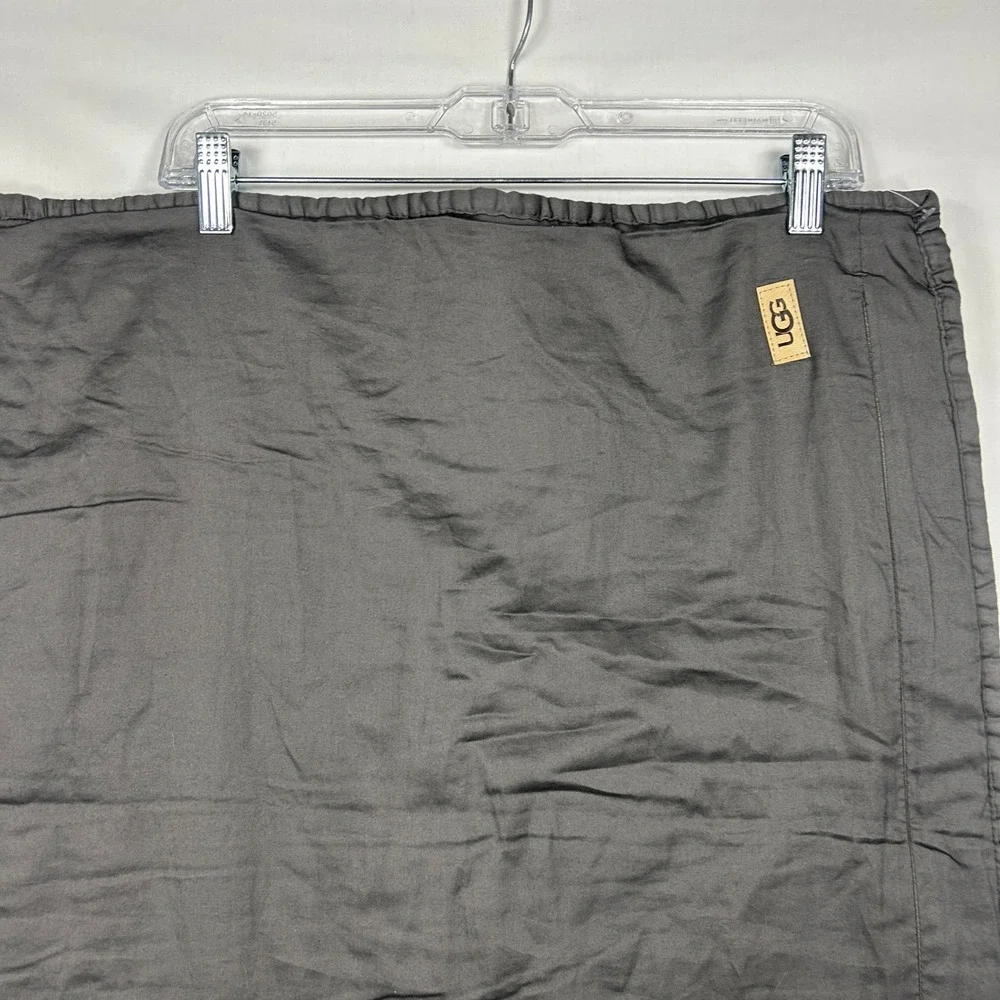 UGG Charcoal Grey Quilted Body Pillow Sham Cover – Leather Logo Patch